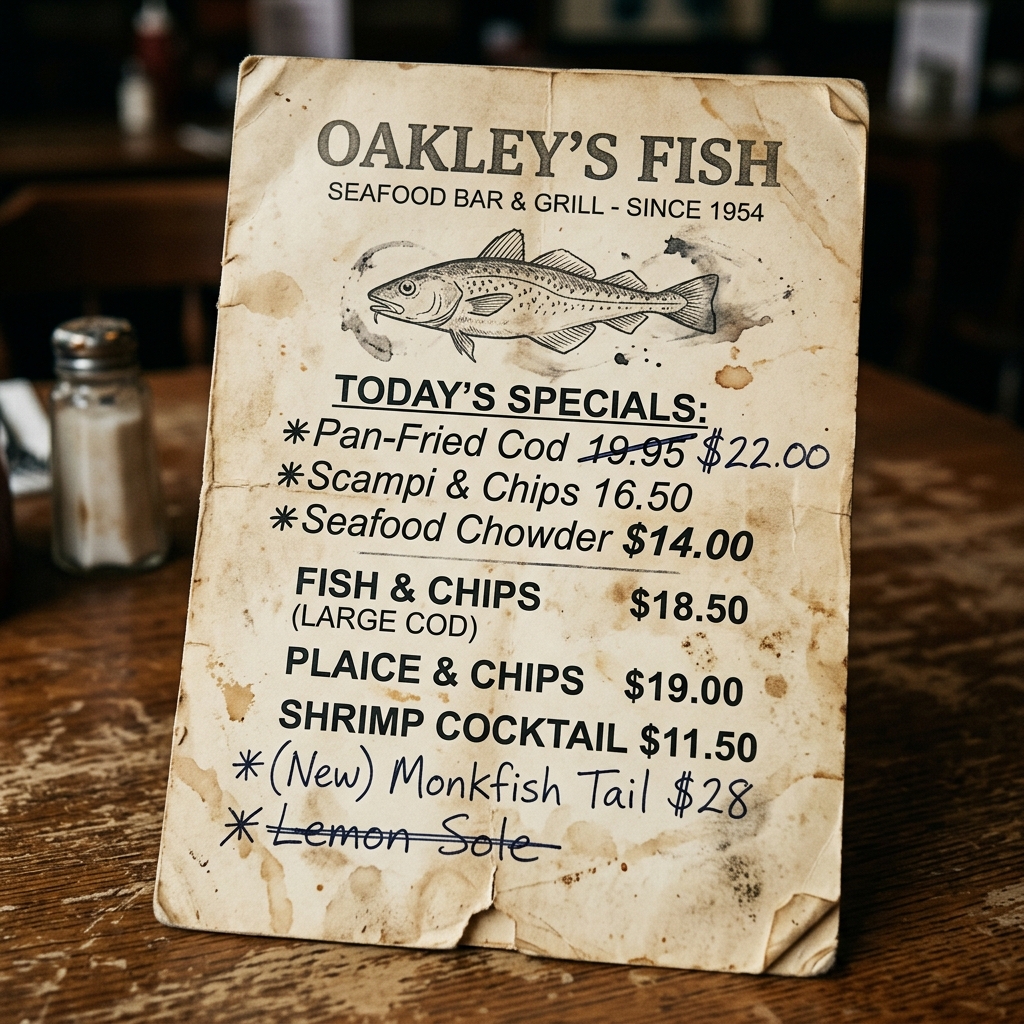 Vecchio Menù Cartaceo